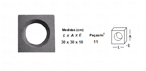 -FK - elemento vazado de cimento um furo redondo
