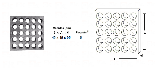 -FK - elemento vazado de cimento vinte e cinco furos redondos