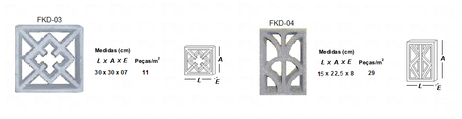 -FK - ELEMENTOS VAZADOS DE CONCRETO PRENSADOS DECORATIVOS