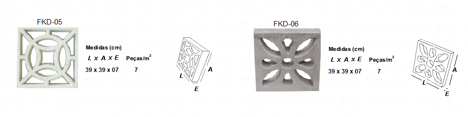 -FK - ELEMENTOS VAZADOS DE CIMENTO PRENSADOS DECORATIVOS