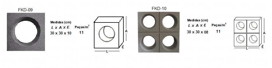 -FK - ELEMENTO VAZADO EM ARGAMASSA PRENSADA DECORATIVO