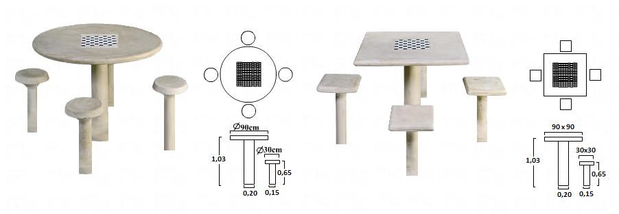 -FK - MESA DE CIMENTO TABULEIRO DE XADREZ
